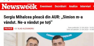 Sergiu Mihalcea, unul dintre ideologii AUR, si-a dat demisia. L-a facut pe Simion panarama, tradator al intereselor partidului, vandut strainilor